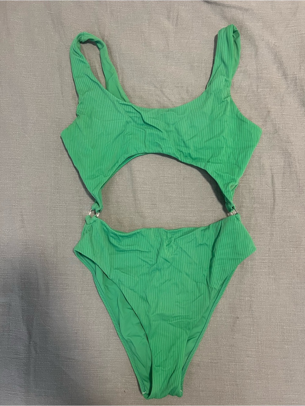 Pacsun Kendall and Kylie Green Ribbed Cutout One-Piece Swimsuit